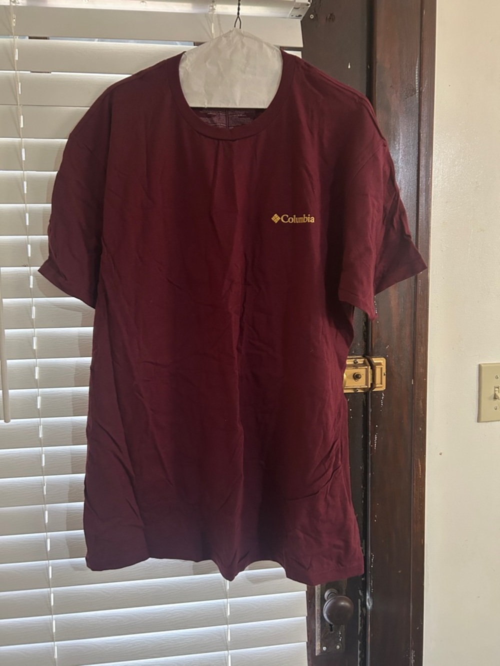 Columbia Maroon Tee with Yellow Logo